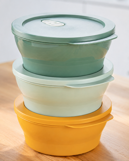Set of 3 1.5 Liter Microwavable Storage Containers - Colorful