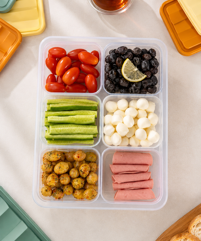 6-Compartment Food Storage Container with Lid