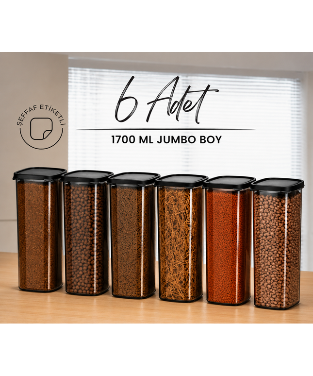 6-Piece Jumbo Food Storage Container Set – 1700 ML