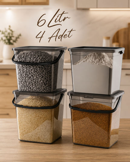 Storage Container Set (6 Litres) – Handled Detergent & Storage Organizer Box Set of 4