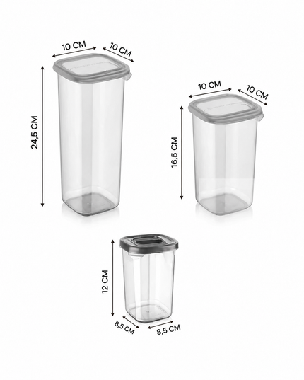 24-Piece Labeled Square Food Storage Container & Spice Jar Set with Spoon – (1750 ml + 1200 ml + 450 ml)