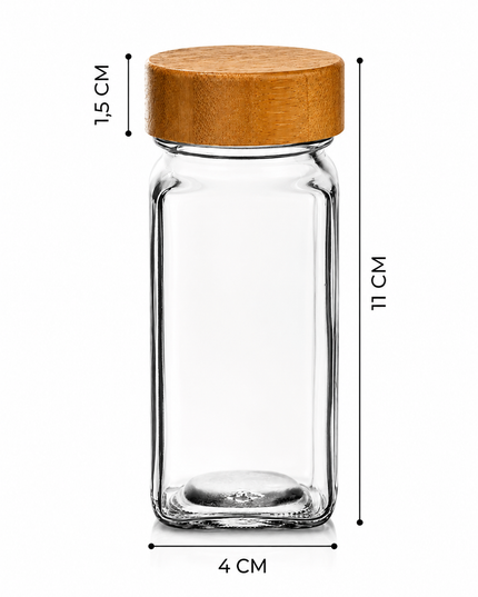 12-Piece Square Glass Spice Jar Set with Bamboo Lids – Includes 40 Free Labels