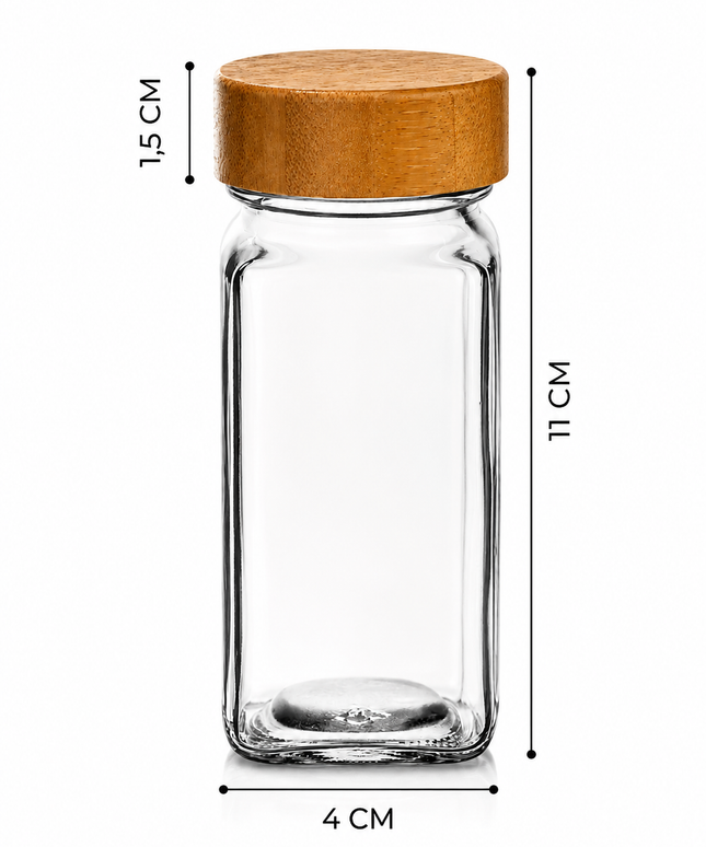 12-Piece Square Glass Spice Jar Set with Bamboo Lids – Includes 40 Free Labels