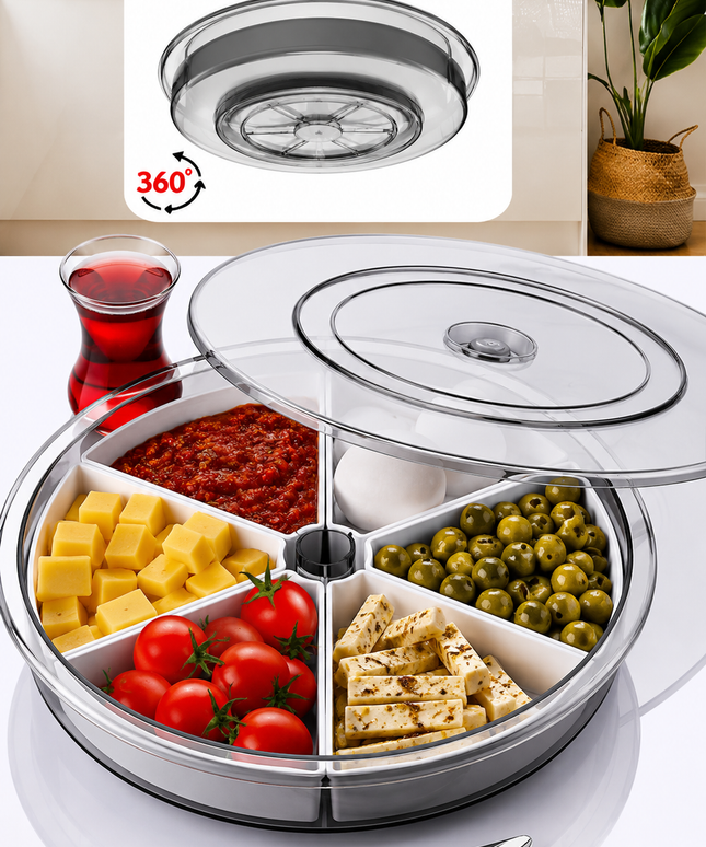 360° Rotating 6-Section Breakfast Tray