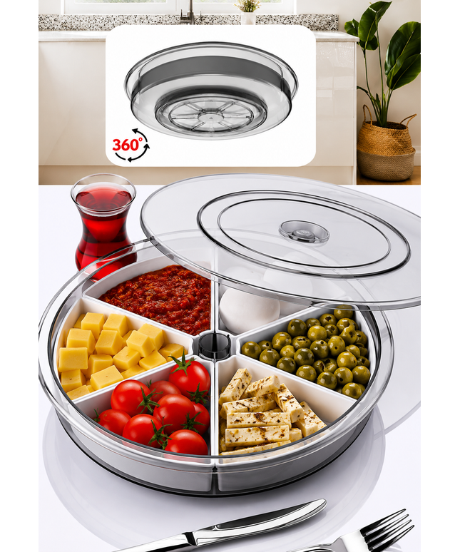 360° Rotating 6-Section Breakfast Tray