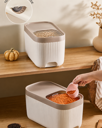2-Piece Wheeled Storage Container Set with Measuring Scoop and Sliding Lid – 12 Liters