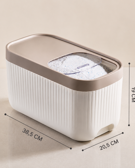 2-Piece Wheeled Storage Container Set with Measuring Scoop and Sliding Lid – 12 Liters