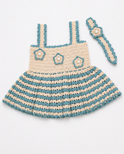 Handmade Crochet Baby Dress Set – Soft Knit Outfit for Newborn Girls