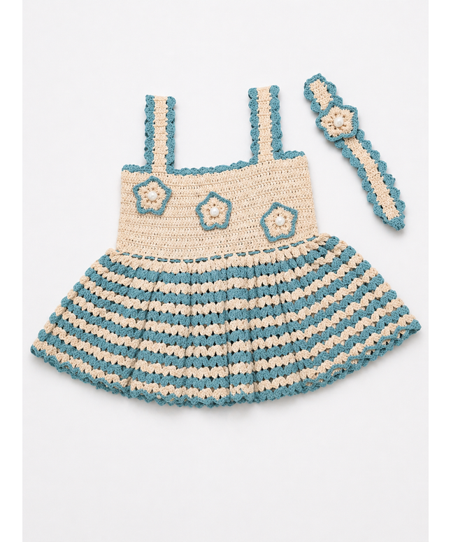 Handmade Crochet Baby Dress Set – Soft Knit Outfit for Newborn Girls