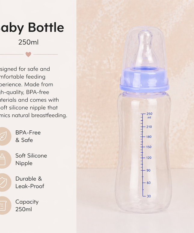 Baby Bottle 250ml – Safe & Comfortable Feeding