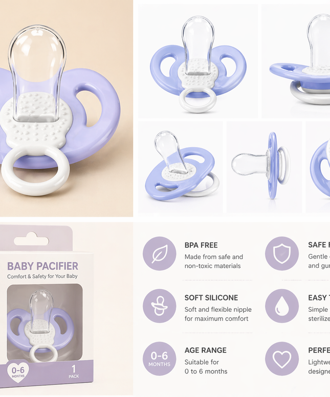 Baby Pacifier – Soft Silicone Orthodontic Soother (0-6 Months)