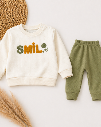Soft Ribbed Cotton Sweatshirt & Pants