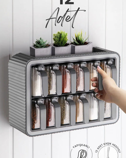 Set of 12 spice Organizer – 12 Jar Smart Storage