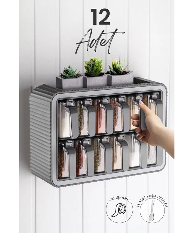 Set of 12 spice Organizer – 12 Jar Smart Storage