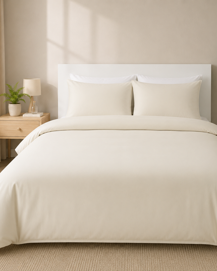 Solid Color Double Bedding Set with Fitted Sheet