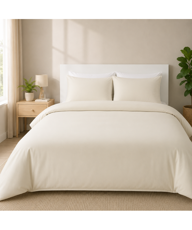 Solid Color Double Bedding Set with Fitted Sheet