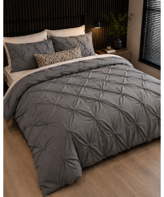 Double Pleated Bedding Set | Anthracite