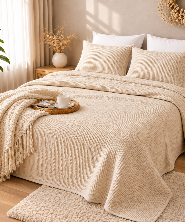 100% Cotton Bedsheet Set 240x260 cm – Double Pillowcase Included, Breathable, Elegant & Comfortable