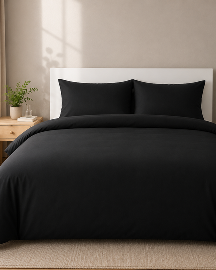 Solid Color Elastic Fitted Double Bedding Set – Duvet Cover 200×220 cm & Fitted Sheet 160×200 cm
