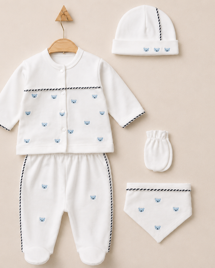 5-Piece Newborn Baby Set - Soft Blue Bear