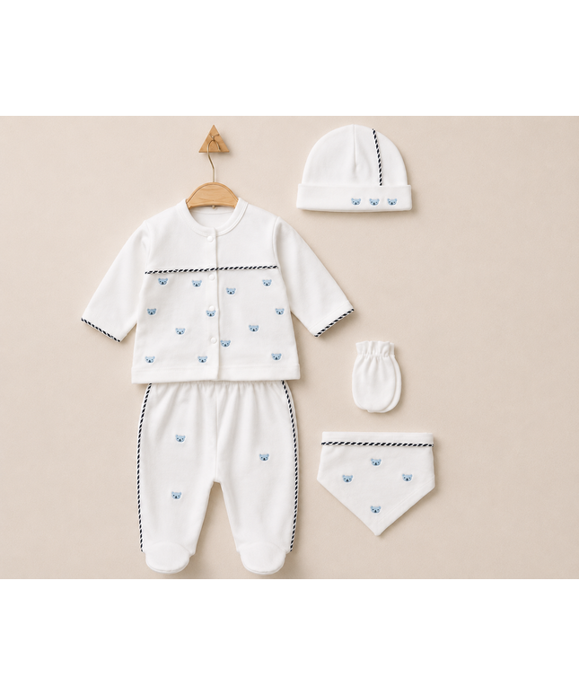 5-Piece Newborn Baby Set - Soft Blue Bear