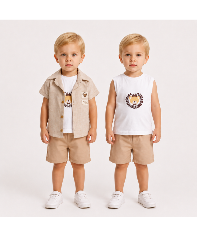 3-Piece Baby Boy Set - "Wild Free" Shirt, Tee & Shorts