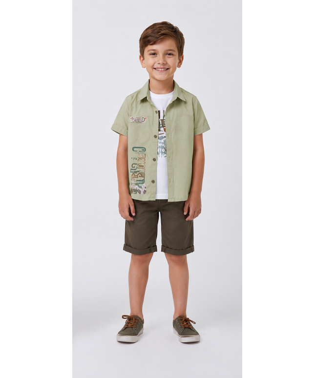 3-Piece Boys Set - "Explorer" Shirt, Tee & Shorts
