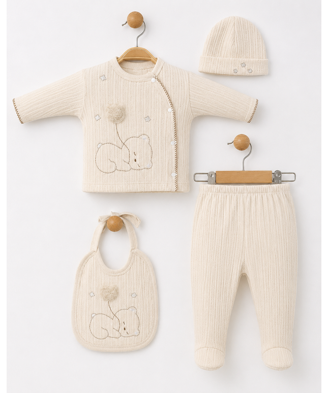 4-Piece Newborn Set - Dreamy Bear Pom Pom