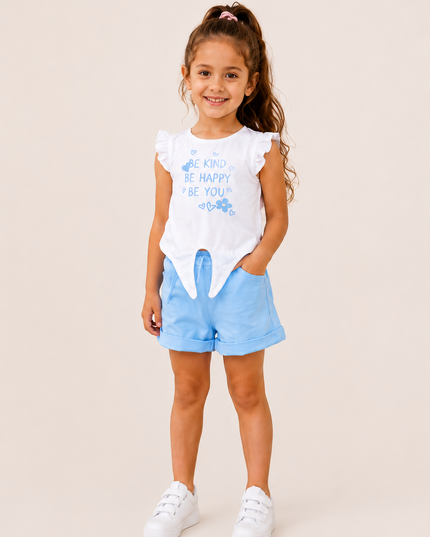 Sunshine Girls | Ruffle Tee & Cuffed Shorts
