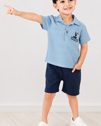 Sunset Surf Team Kids Polo & Shorts Set