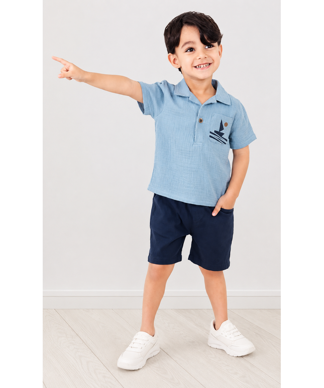 Sunset Surf Team Kids Polo & Shorts Set