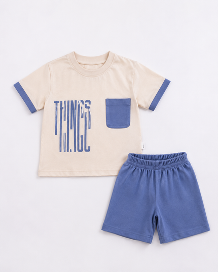 2-Piece Boys Set - "Things Wild" Pocket Tee & Shorts