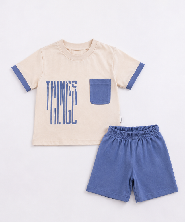 2-Piece Boys Set - "Things Wild" Pocket Tee & Shorts