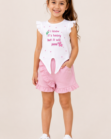 Sunshine Girls | Ruffle Tee & Cuffed Shorts