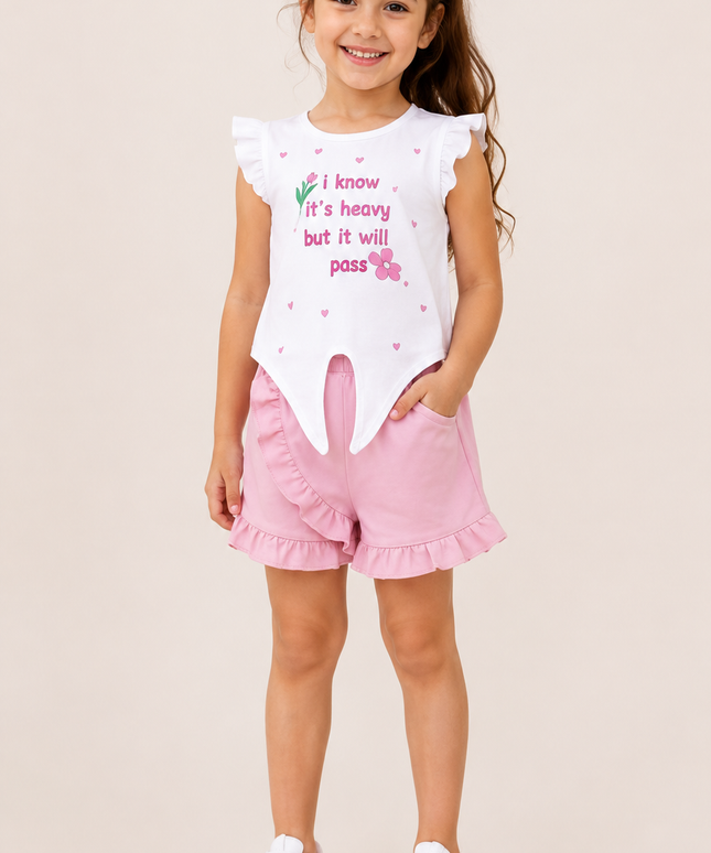 Sunshine Girls | Ruffle Tee & Cuffed Shorts