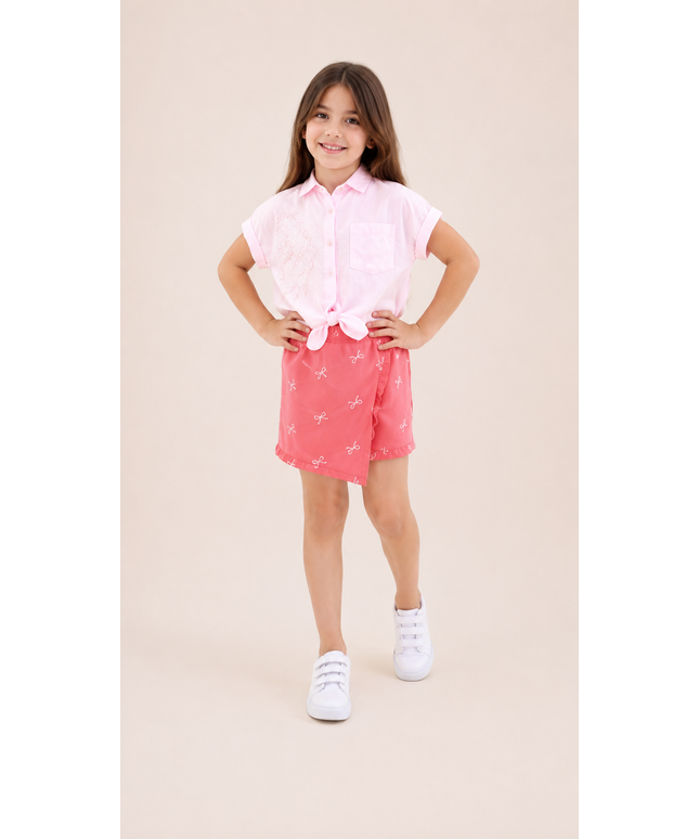 Girls 2-Piece Set | Floral Button-Up Shirt & Printed Shorts