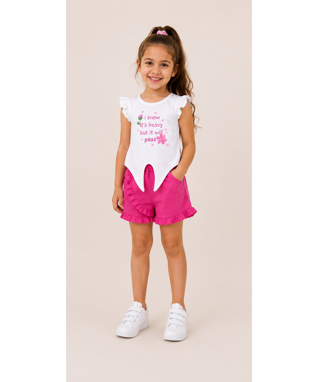 Sunshine Girls | Ruffle Tee & Cuffed Shorts