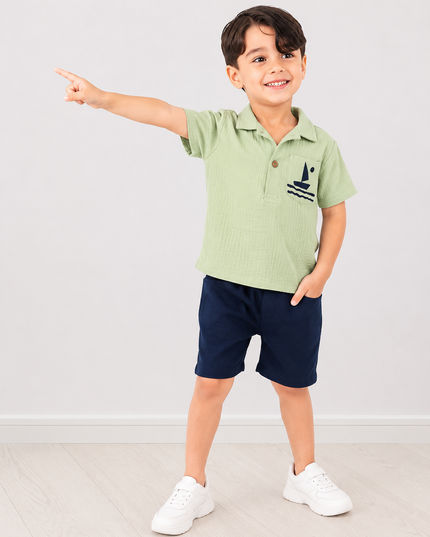 Sunset Surf Team Kids Polo & Shorts Set