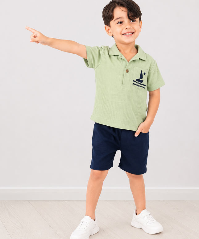 Sunset Surf Team Kids Polo & Shorts Set
